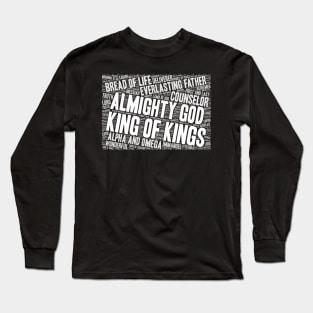 Names of Jesus Word Cloud Scripture Art Long Sleeve T-Shirt